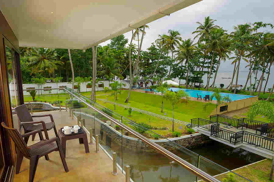 View from balcony at the Premier Resort near Punnamada Lake