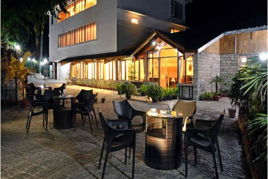 Outdoor seating at the Mountain View Resort And Spa In Gangtok