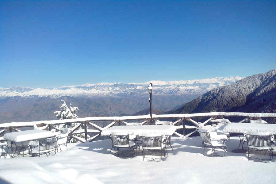 Snow covred sit out at Tranquil Mountain Resort at Kalatop