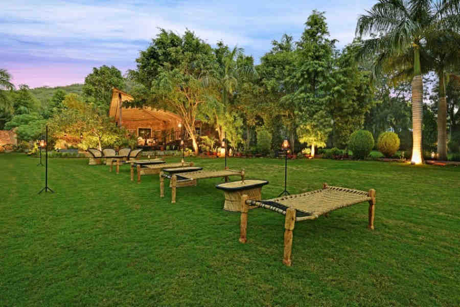 Lawn at Forest Resort Near Ranthambore National Park