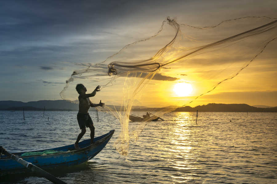 Vietnam The Fishermen Fishing Outdoor