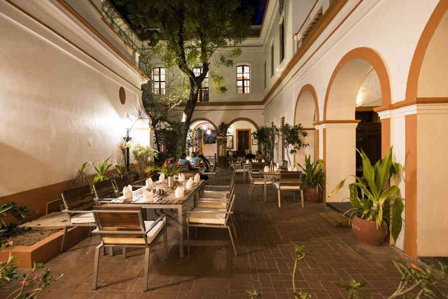 Outdor dining at the Heritage Boutique Stay In Puducherry