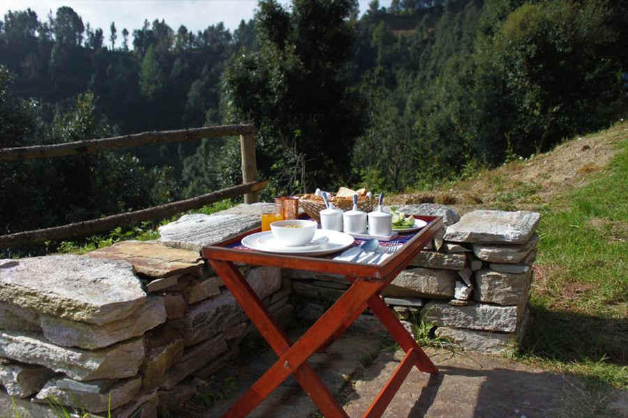 Outdoor seating at the Boutique Homestay In Almora