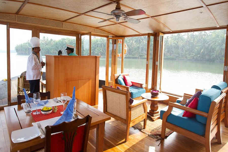 Sitting area of the Enchanting Houseboat At Nileshwar